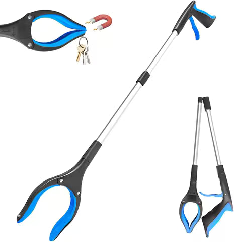 Foldable 32-inch reacher grabber with rotating jaw