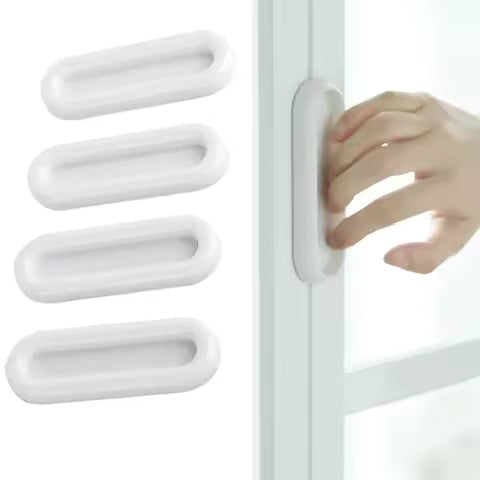Stick-on easy pull handles for compatible cabinets and drawers