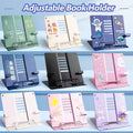 Adjustable hands-free book stand for reading or recipes